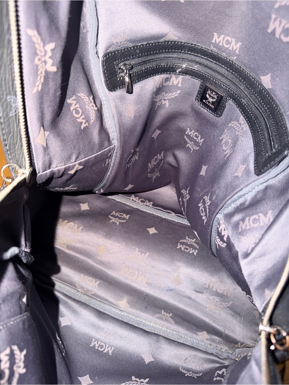 MCM Black Leather Logo Studded Backpack - Picture 6 of 12